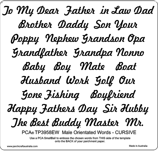 PCA EMBOSSING Words Parchment Templates